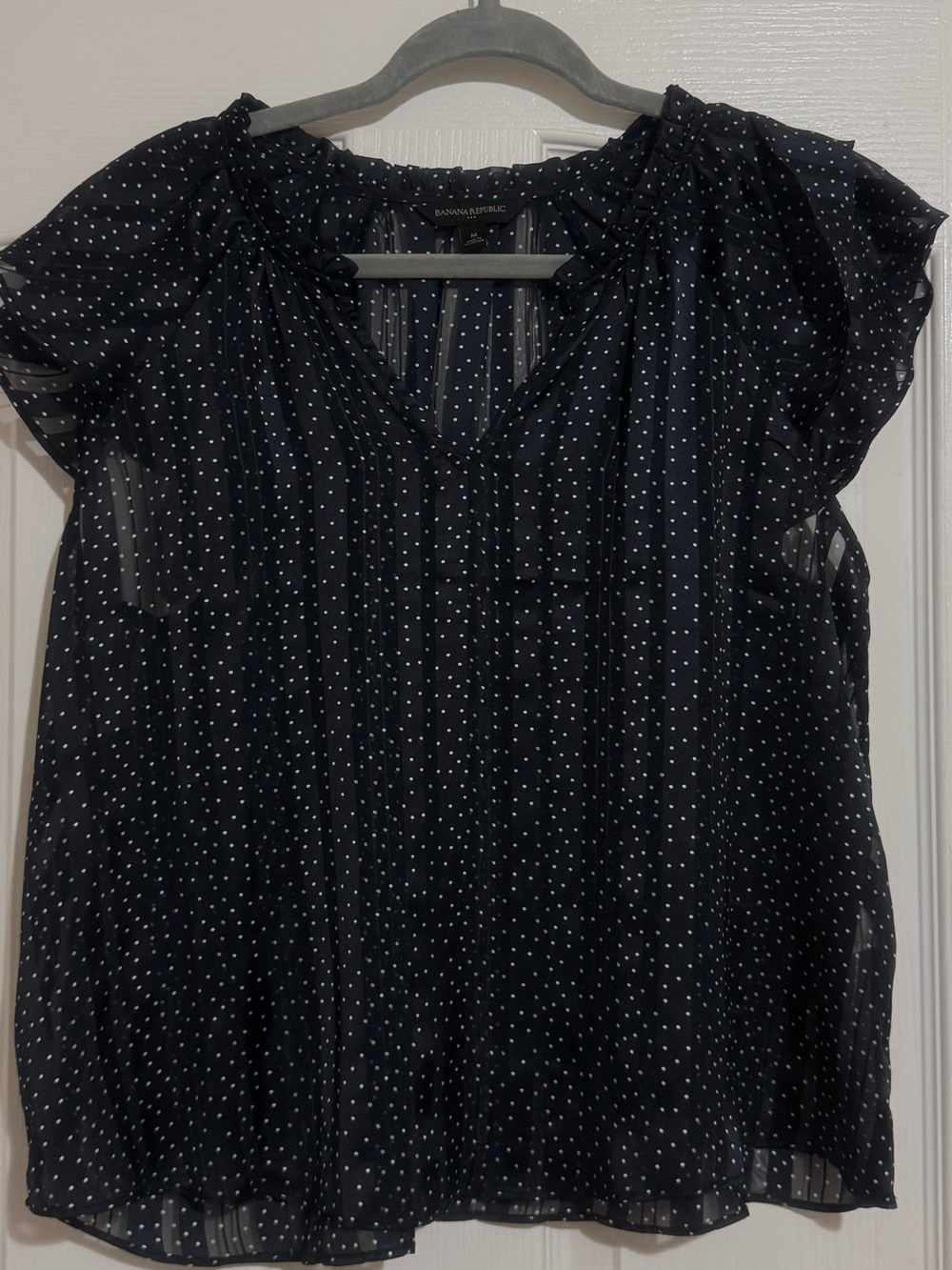 Banana Republic Black Polka Dot Ruffle Sleeve Blouse